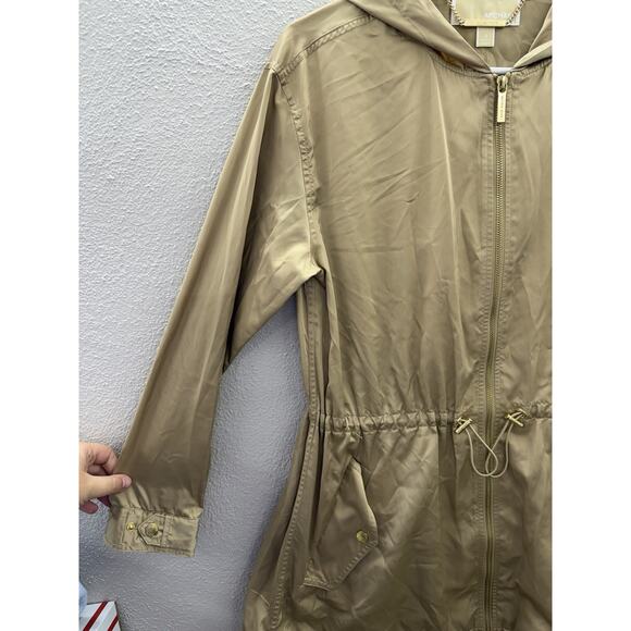 Michael Kors Womens Jacket Size Small Gold Zip Up Hooded Adjustable - Picture 2 of 10
